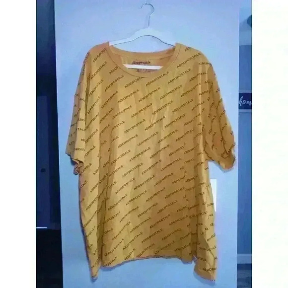 Aeropostale T Shirt Mens Size 4XL Mustard‎ Gold with Black Lettering EUC - Picture 4 of 5